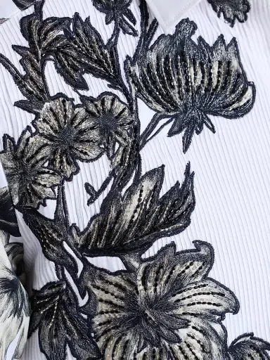 Robert Graham Men's Le Striped Floral Cotton Shirt - White - Size XL | Thumbnail 8