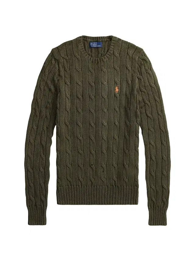 Polo Ralph Lauren Women's Cotton Cable-Knit Crewneck Sweater - Harvest Olive