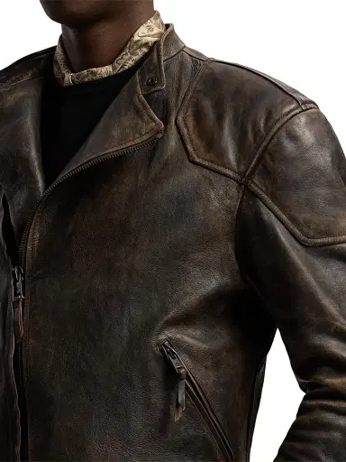 Ralph Lauren Purple Label Men's Thruxton Leather Moto Jacket - Luggage Brown | Thumbnail 5