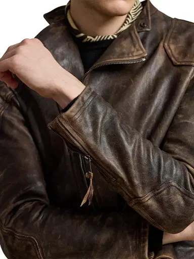 Ralph Lauren Purple Label Men's Thruxton Leather Moto Jacket - Luggage Brown | Thumbnail 7