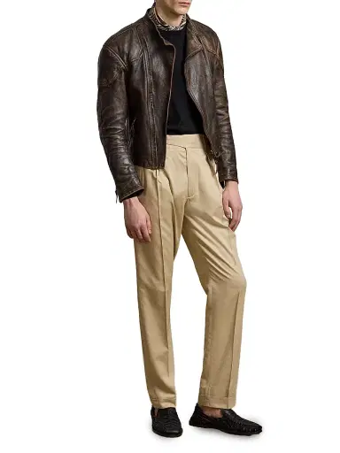 Ralph Lauren Purple Label Men's Thruxton Leather Moto Jacket - Luggage Brown | Thumbnail 8