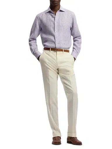 Ralph Lauren Purple Label Men's Glen Check Linen Shirt - Lavender | Thumbnail 2 Ralph Lauren Purple Label Men's Glen Check Linen Shirt - Lavender | Thumbnail 2