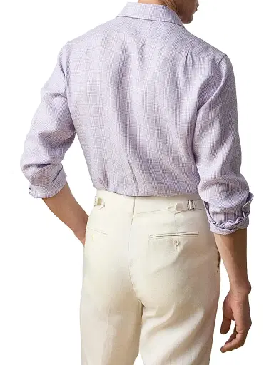 Ralph Lauren Purple Label Men's Glen Check Linen Shirt - Lavender | Thumbnail 7 Ralph Lauren Purple Label Men's Glen Check Linen Shirt - Lavender | Thumbnail 7