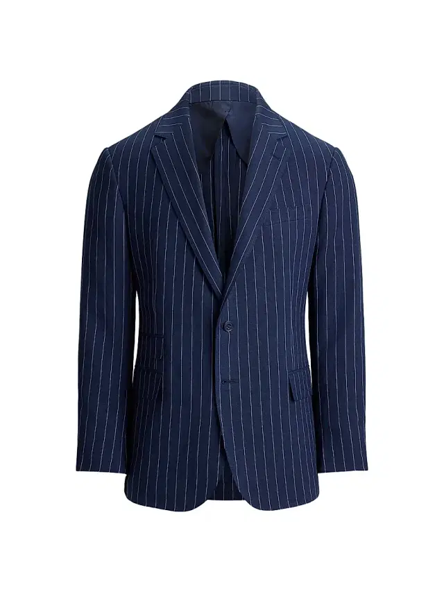 Men's Kent Striped Hand-Tailored Sport Coat - Bright Navy Cream