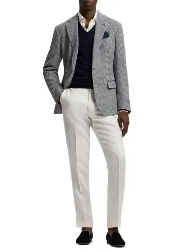 Ralph Lauren Purple Label Men's Kent Hand-Tailored Tick-Weave Sport Coat - Navy White - Size 40 | Thumbnail 2 Ralph Lauren Purple Label Men's Kent Hand-Tailored Tick-Weave Sport Coat - Navy White - Size 40 | Thumbnail 2