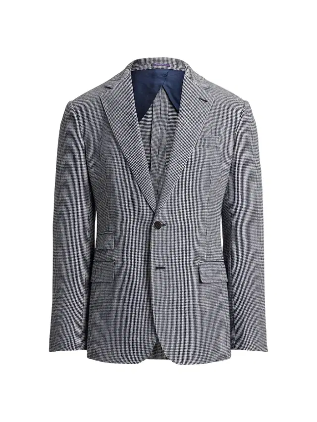 Men's Kent Hand-Tailored Tick-Weave Sport Coat - Navy White
