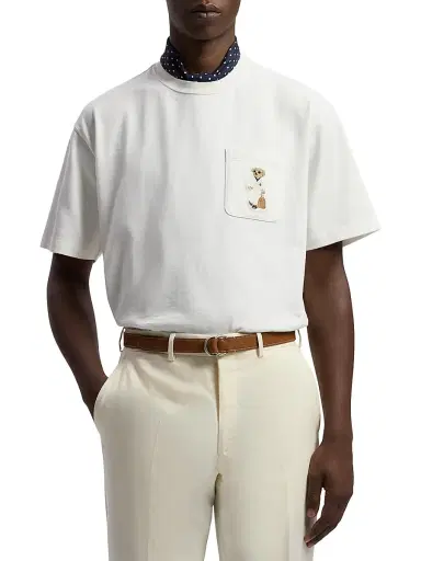 Ralph Lauren Purple Label Men's Polo Bear Relaxed-Fit T-Shirt - Deckwash White | Thumbnail 3