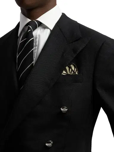 Ralph Lauren Purple Label Men's Zebra Linen Pocket Square - Black Cream | Thumbnail 2 Ralph Lauren Purple Label Men's Zebra Linen Pocket Square - Black Cream | Thumbnail 2