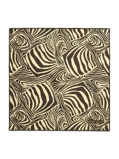 Ralph Lauren Purple Label Men's Zebra Linen Pocket Square - Black Cream | Thumbnail 1 Ralph Lauren Purple Label Men's Zebra Linen Pocket Square - Black Cream | Thumbnail 1
