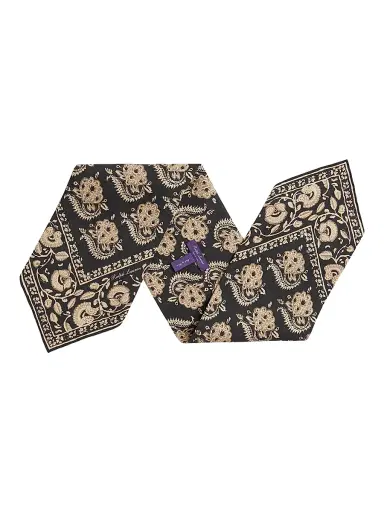 Ralph Lauren Purple Label Men's Woodblock Paisley Linen Neckerchief - Black Cream | Thumbnail 2 Ralph Lauren Purple Label Men's Woodblock Paisley Linen Neckerchief - Black Cream | Thumbnail 2