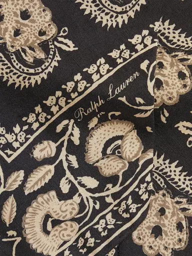 Ralph Lauren Purple Label Men's Woodblock Paisley Linen Neckerchief - Black Cream | Thumbnail 3 Ralph Lauren Purple Label Men's Woodblock Paisley Linen Neckerchief - Black Cream | Thumbnail 3