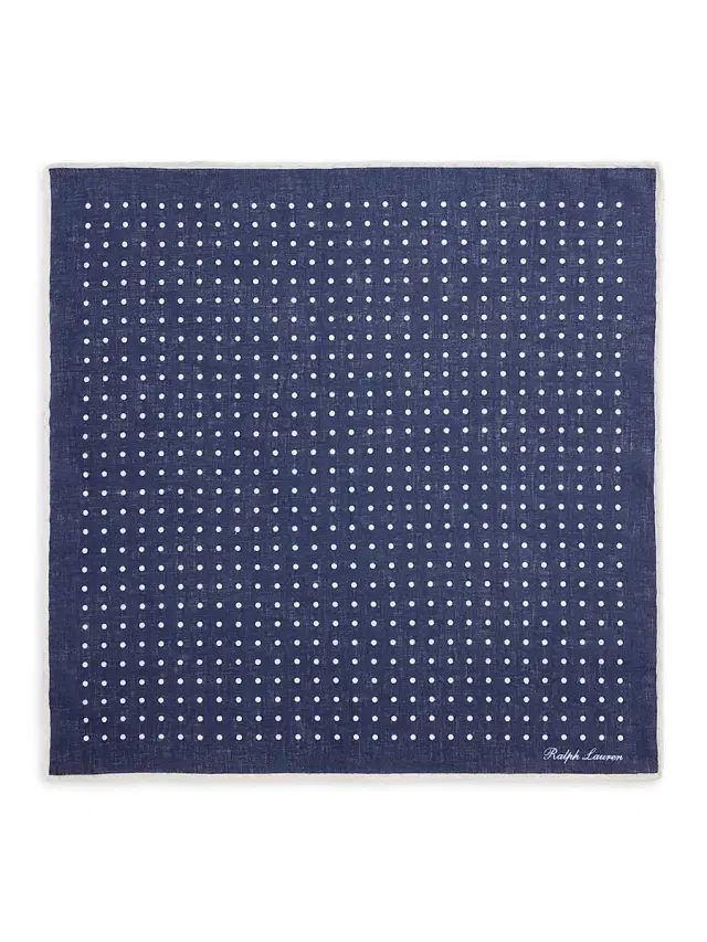 Men's Dot Linen Pocket Square - Navy