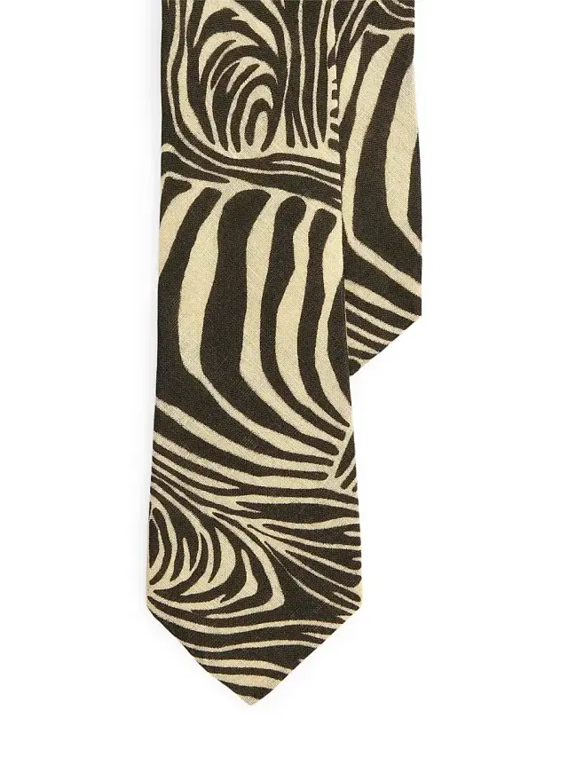 Men's Zebra Linen Tie - Black Cream