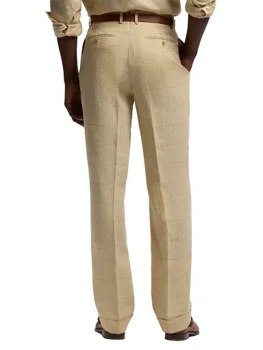 Ralph Lauren Purple Label Men's Glenn Hand-Tailored Windowpane Trousers - Classic Tan | Thumbnail 5 Ralph Lauren Purple Label Men's Glenn Hand-Tailored Windowpane Trousers - Classic Tan | Thumbnail 5