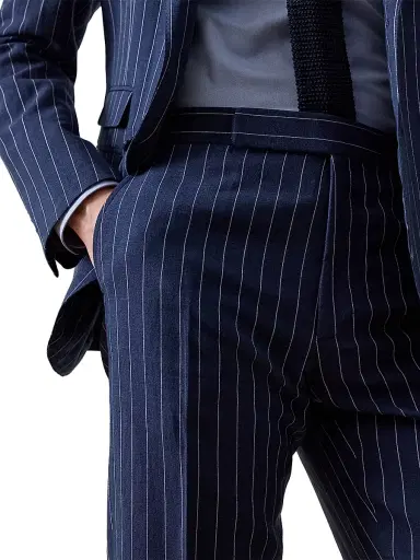 Ralph Lauren Purple Label Men's Gregory Striped Hand-Tailored Trousers - Bright Navy Cream | Thumbnail 4