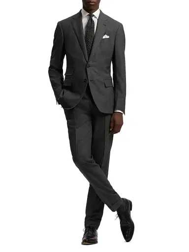 Ralph Lauren Purple Label Men's Kent Hand-Tailored Wool Birdseye Suit - Charcoal Multi - Size 48 | Thumbnail 2