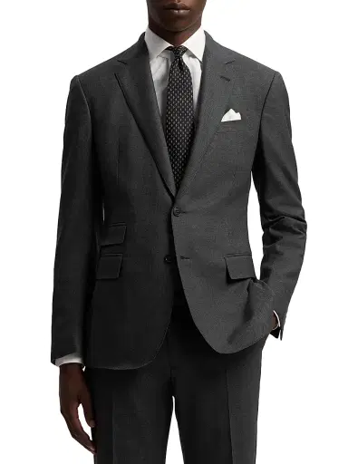 Ralph Lauren Purple Label Men's Kent Hand-Tailored Wool Birdseye Suit - Charcoal Multi - Size 48 | Thumbnail 7