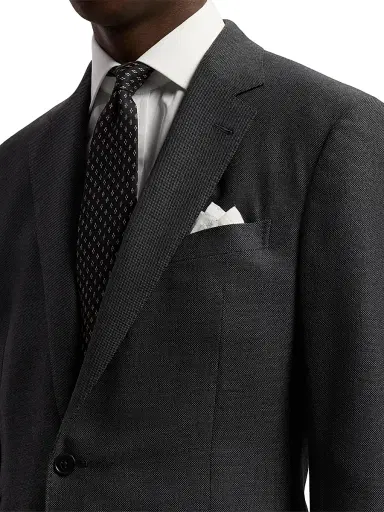 Ralph Lauren Purple Label Men's Kent Hand-Tailored Wool Birdseye Suit - Charcoal Multi - Size 48 | Thumbnail 9