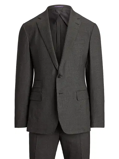 Ralph Lauren Purple Label Men's Kent Hand-Tailored Wool Birdseye Suit - Charcoal Multi - Size 48 | Thumbnail 1