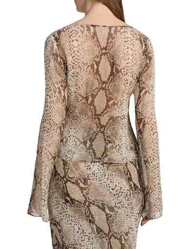 Ronny Kobo Women's Klaire Silk Snakeskin Print Ruffle Top | Thumbnail 5