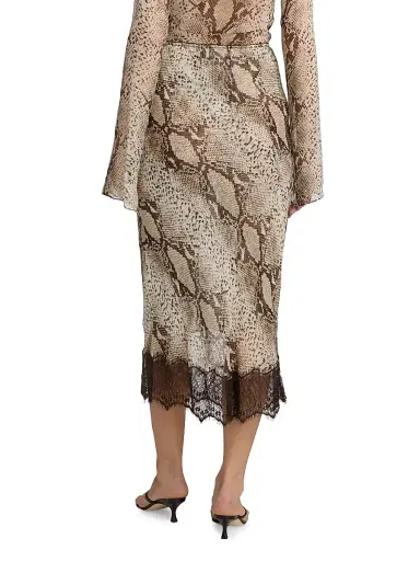 Ronny Kobo Women's Briva Snakeskin-Print Silk Midi-Skirt - Snake Print Natural | Thumbnail 5