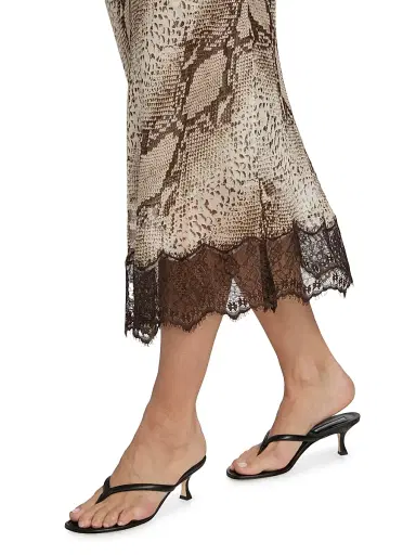 Ronny Kobo Women's Briva Snakeskin-Print Silk Midi-Skirt - Snake Print Natural | Thumbnail 6