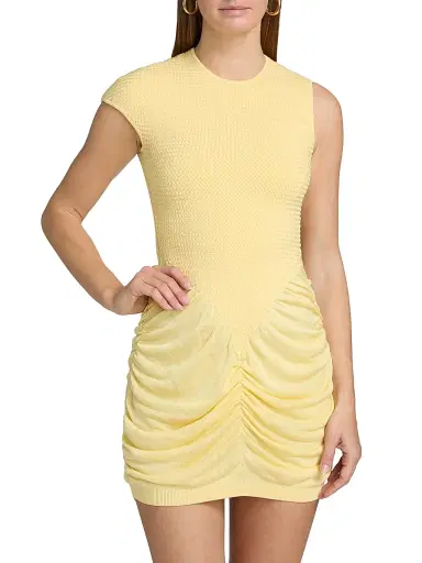 Et Ochs Women's Ingrid Waffle-Knit Ruched Minidress - Butter - Size XL | Thumbnail 3 Et Ochs Women's Ingrid Waffle-Knit Ruched Minidress - Butter - Size XL | Thumbnail 3