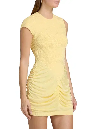 Et Ochs Women's Ingrid Waffle-Knit Ruched Minidress - Butter - Size XL | Thumbnail 4 Et Ochs Women's Ingrid Waffle-Knit Ruched Minidress - Butter - Size XL | Thumbnail 4