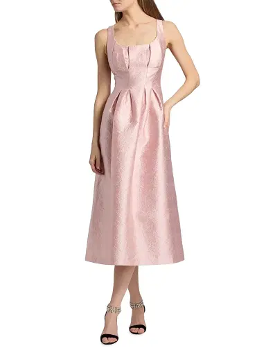 Kay Unger Women's June Jacquard Tea-Length Cocktail Dress - Ballet Pink | Thumbnail 2