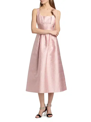 Kay Unger Women's June Jacquard Tea-Length Cocktail Dress - Ballet Pink | Thumbnail 3