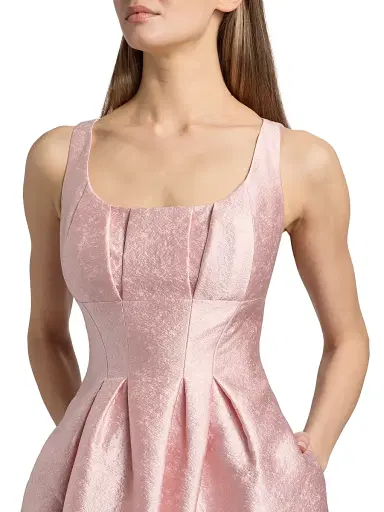 Kay Unger Women's June Jacquard Tea-Length Cocktail Dress - Ballet Pink | Thumbnail 6