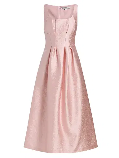 Kay Unger Women's June Jacquard Tea-Length Cocktail Dress - Ballet Pink | Thumbnail 1