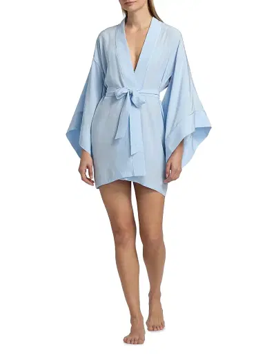 Kiki de Montparnasse Women's Les Partenaires Muse Silk Kimono-Inspired Robe - Glace - Size Medium | Thumbnail 2 Kiki de Montparnasse Women's Les Partenaires Muse Silk Kimono-Inspired Robe - Glace - Size Medium | Thumbnail 2