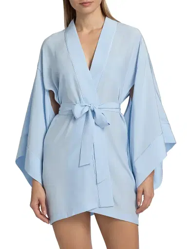 Kiki de Montparnasse Women's Les Partenaires Muse Silk Kimono-Inspired Robe - Glace - Size Medium | Thumbnail 3 Kiki de Montparnasse Women's Les Partenaires Muse Silk Kimono-Inspired Robe - Glace - Size Medium | Thumbnail 3