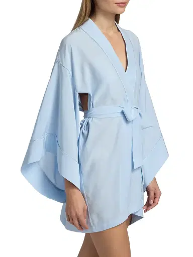 Kiki de Montparnasse Women's Les Partenaires Muse Silk Kimono-Inspired Robe - Glace - Size Medium | Thumbnail 4 Kiki de Montparnasse Women's Les Partenaires Muse Silk Kimono-Inspired Robe - Glace - Size Medium | Thumbnail 4