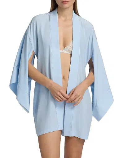 Kiki de Montparnasse Women's Les Partenaires Muse Silk Kimono-Inspired Robe - Glace - Size Medium | Thumbnail 6 Kiki de Montparnasse Women's Les Partenaires Muse Silk Kimono-Inspired Robe - Glace - Size Medium | Thumbnail 6