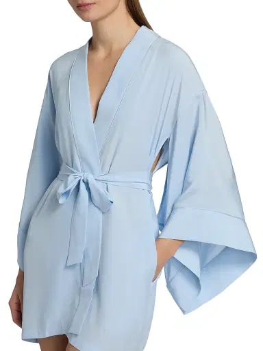 Kiki de Montparnasse Women's Les Partenaires Muse Silk Kimono-Inspired Robe - Glace - Size Medium | Thumbnail 7 Kiki de Montparnasse Women's Les Partenaires Muse Silk Kimono-Inspired Robe - Glace - Size Medium | Thumbnail 7