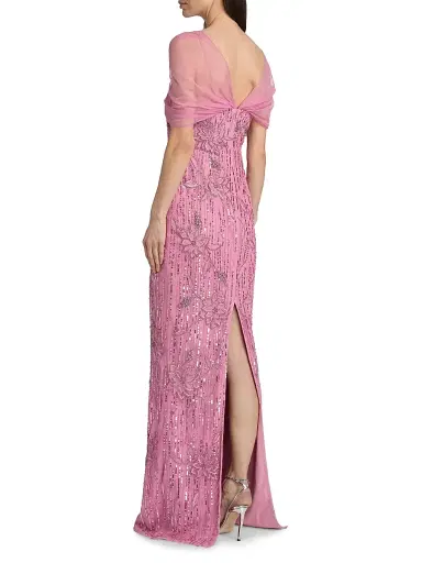 THEIA Women's Clover Shawl Beaded Gown | Thumbnail 5 THEIA Women's Clover Shawl Beaded Gown | Thumbnail 5
