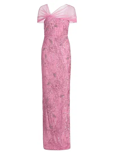 THEIA Women's Clover Shawl Beaded Gown | Thumbnail 1 THEIA Women's Clover Shawl Beaded Gown | Thumbnail 1