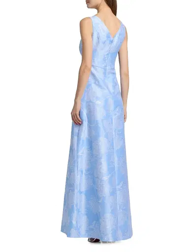 Kay Unger Women's Caitlin Floral Jacquard A-Line Gown | Thumbnail 5 Kay Unger Women's Caitlin Floral Jacquard A-Line Gown | Thumbnail 5