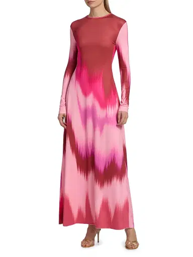 EYWASOULS MALIBU Women's Sam Ikat-Inspired Maxi Dress - Pink Colorflow - Size Large | Thumbnail 3