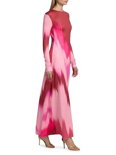 EYWASOULS MALIBU Women's Sam Ikat-Inspired Maxi Dress - Pink Colorflow - Size Large | Thumbnail 4