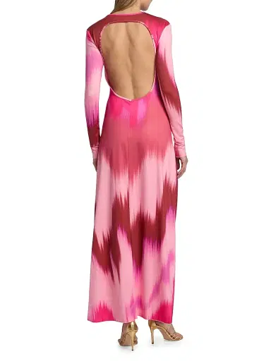 EYWASOULS MALIBU Women's Sam Ikat-Inspired Maxi Dress - Pink Colorflow - Size Large | Thumbnail 5