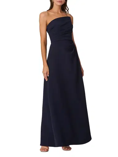 Shoshanna Women's Dory Asymmetric Strapless Gown - Navy | Thumbnail 2