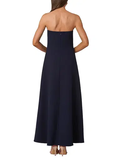 Shoshanna Women's Dory Asymmetric Strapless Gown - Navy | Thumbnail 3
