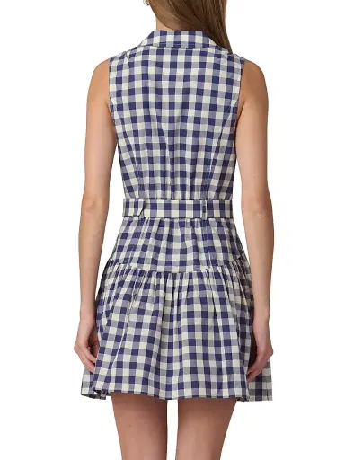 Shoshanna Women's Natalila Gingham Mini Shirtdress - Navy Optic - Size 14 | Thumbnail 3