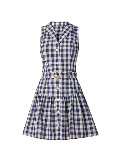 Shoshanna Women's Natalila Gingham Mini Shirtdress - Navy Optic - Size 14 | Thumbnail 1