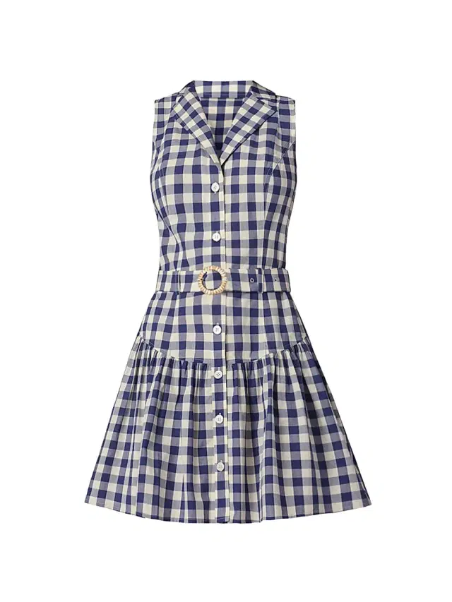Women's Natalila Gingham Mini Shirtdress - Navy Optic