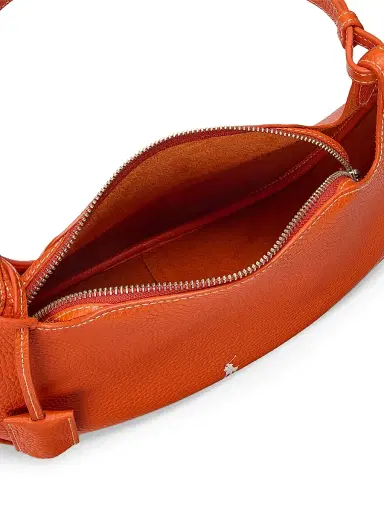 Polo Ralph Lauren Women's Shiny Drum Leather Shoulder Bag - Orange | Thumbnail 4