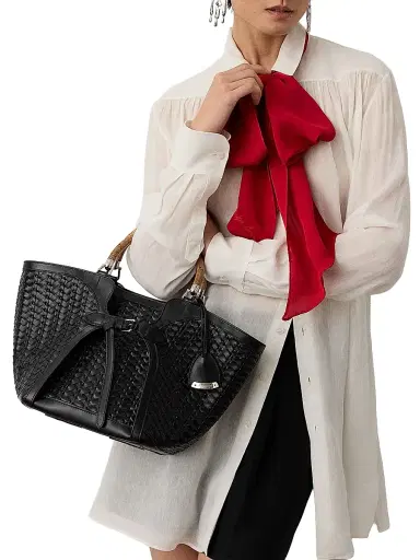 Ralph Lauren Collection Women's The Ralph Woven Leather Tote Bag - Black | Thumbnail 2